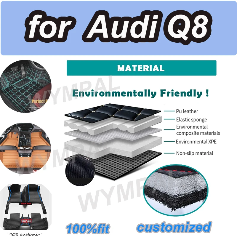 

Роскошные автомобильные коврики для Audi Q8 2022 2021 2020 2019, ковры из искусственной кожи, чехол для стайлинга, аксессуары для интерьера, ноги