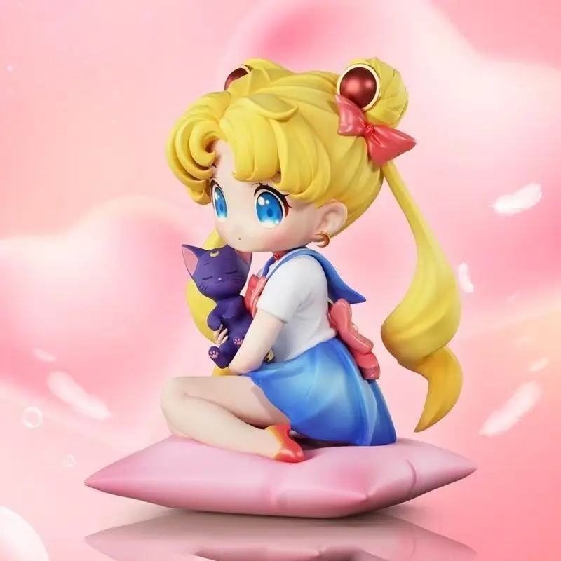 

In Stock Q-Style Sitting Sailor Moon & Usagi Tsukino Gk Statue - Anime Collectible Figure, Kawaii Desktop Decor For Fans Gifts