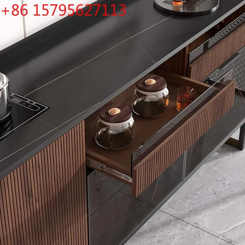 

Yjq rock slab dining side cabinet tea bar machine against the wall living room modern simple light luxury household glass door