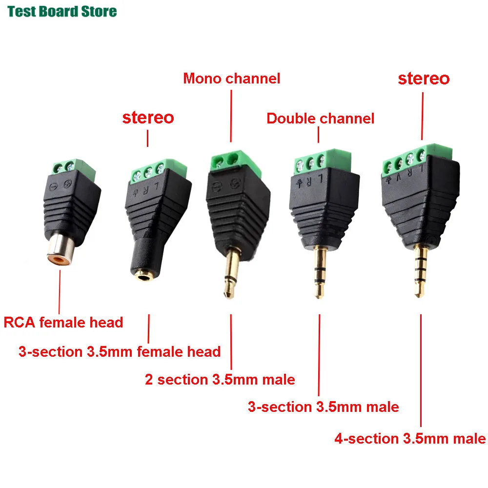 1PCS 3.5mm 6.3mm  jack connector stereo adapter 3.5mm RCA audio mono channel plug to screw terminal audio mono channel plug