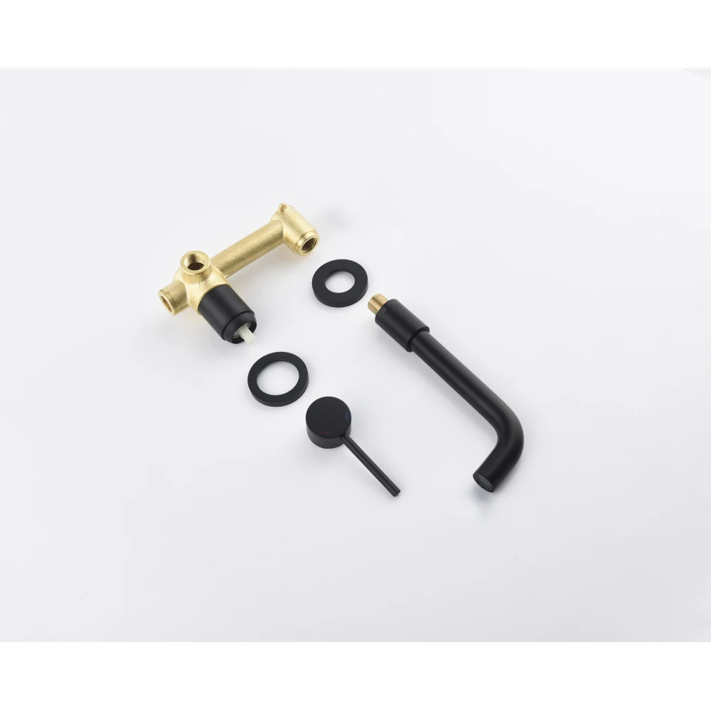 Matte Black Wall Mount Single Handle Bathroom Sink Faucet