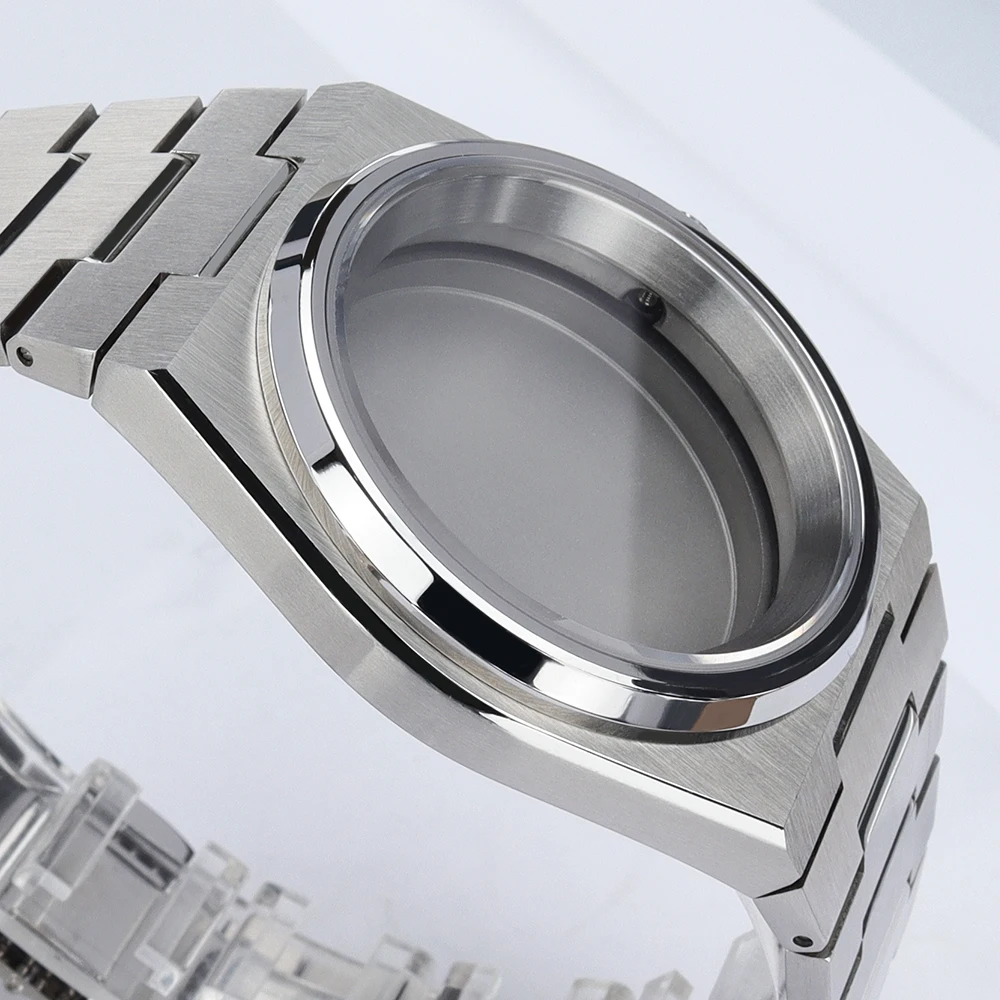 Sapphire 40mm Watch Case Accessories Bevel Edge Bezel Solid Steel Bracelet For PRX Super Player Mod Parts NH34 NH35 NH36/38 NH70