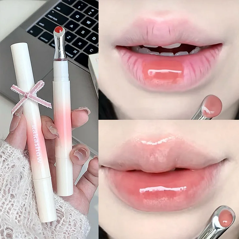 Kakashow Spiegel Waterige Lipgloss Ijzeren Borstelkop Jelly Lipgloss Hydraterende Lip Tint Lippenstift Natuur Naakt Lippen Make-Up Cosmetica