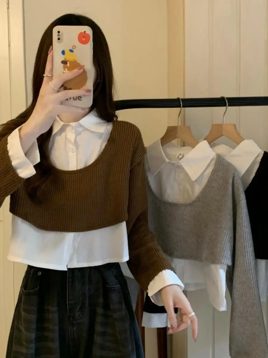 

Модный вязаный свитер для женщин Long Sve Student Sle, осень 2023, дизайн Sensation, цельный однотонный однотонный свитер для поездок на работу...