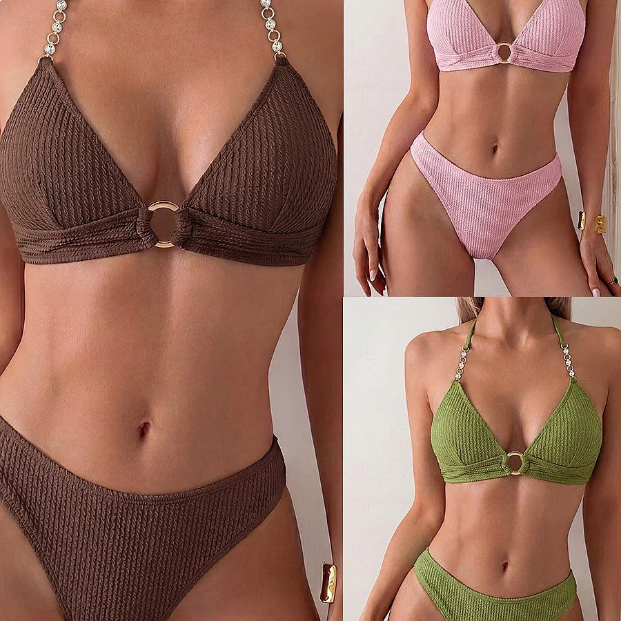 

2026 New Brazilian Cut Push Up Padded Bikini Set Sexy Two Piece Swimwear for Women Beach Holiday Outdoor Wholesale Bathing Suit