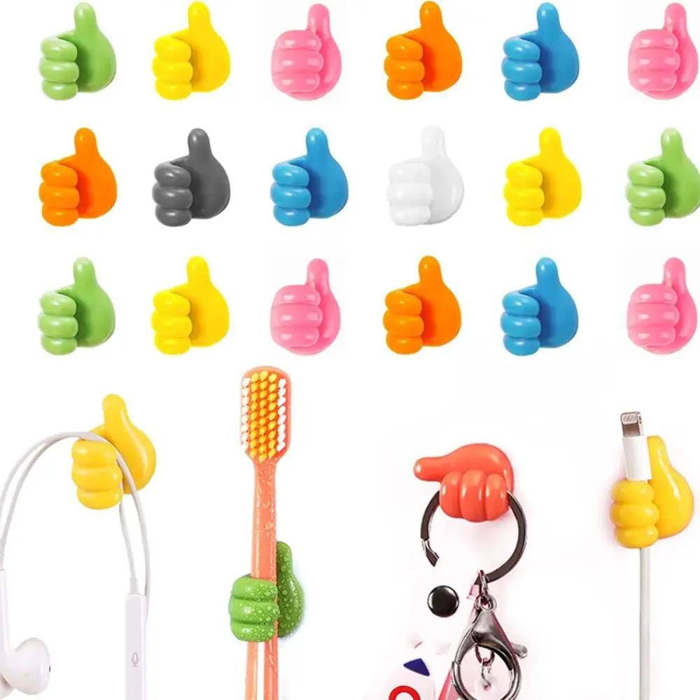 Self-Adhesive Thumb Cable Organizer Multi-Function Traceless Thumb Cable Clips Lovely No Punching Silicone Thumb Wall Hooks