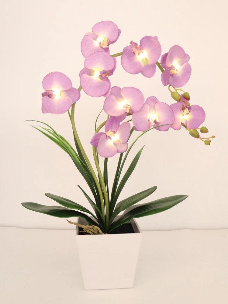 LED Battery Lighted Flower in Pot, Orchid Flower, Orchid Blossom, Phalaenopsis Orchid, Holiday, Wedding, Home Decoration, Gift