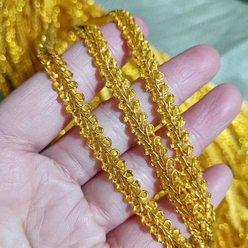 40 Meter 8mm Gold Spitzen be sätze Strick band Bänder Nähen Paspelierung für Cosplay Kleidung hand gefertigte Accessoires DIY Handwerk Trimmen – Detail 2
