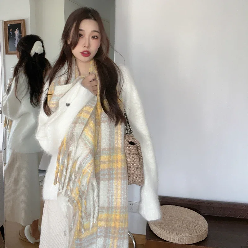 وشاح موهير جديد لعام 2025 للنساء للخريف والشتاء على الطراز الكوري وشاح كشمير تقليد متعدد الاستخدامات من ميلارد