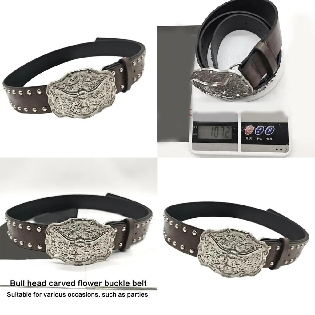 

39BD Engraved Waist Belt Chain Punk Floral for Casual Costume Belt for Jeans Dress