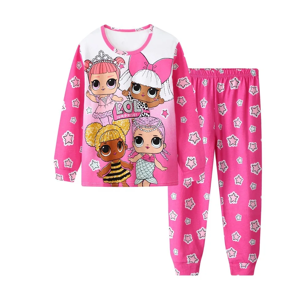 IYEAL New Children Girls Pajamas Set Autumn Winter Long-sleeved Cartoon Home Clothes Set Cotton Cute Homewear