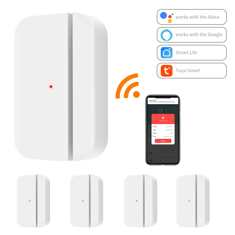 High Quality Smart Tuya WiFi Door Sensor Window Open Closed Detector Compatible With Alexa Google Home Smart Life App Control