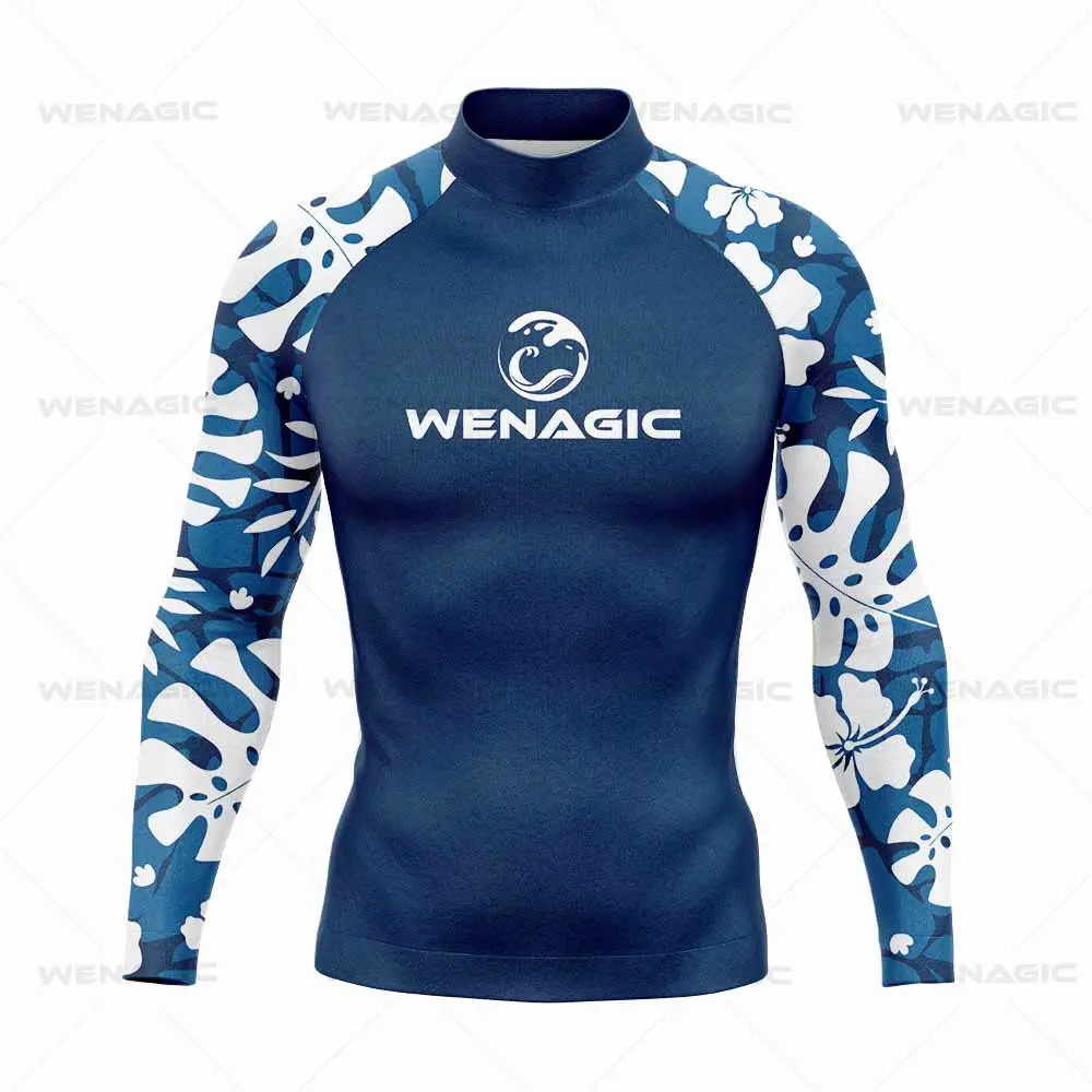 Surfing Swimming Diving T-Shirts Tight Long Sleeve Rash Guard Swimwear Men\'s UV Protection Surf Clothing Beach Floatsuit Tops