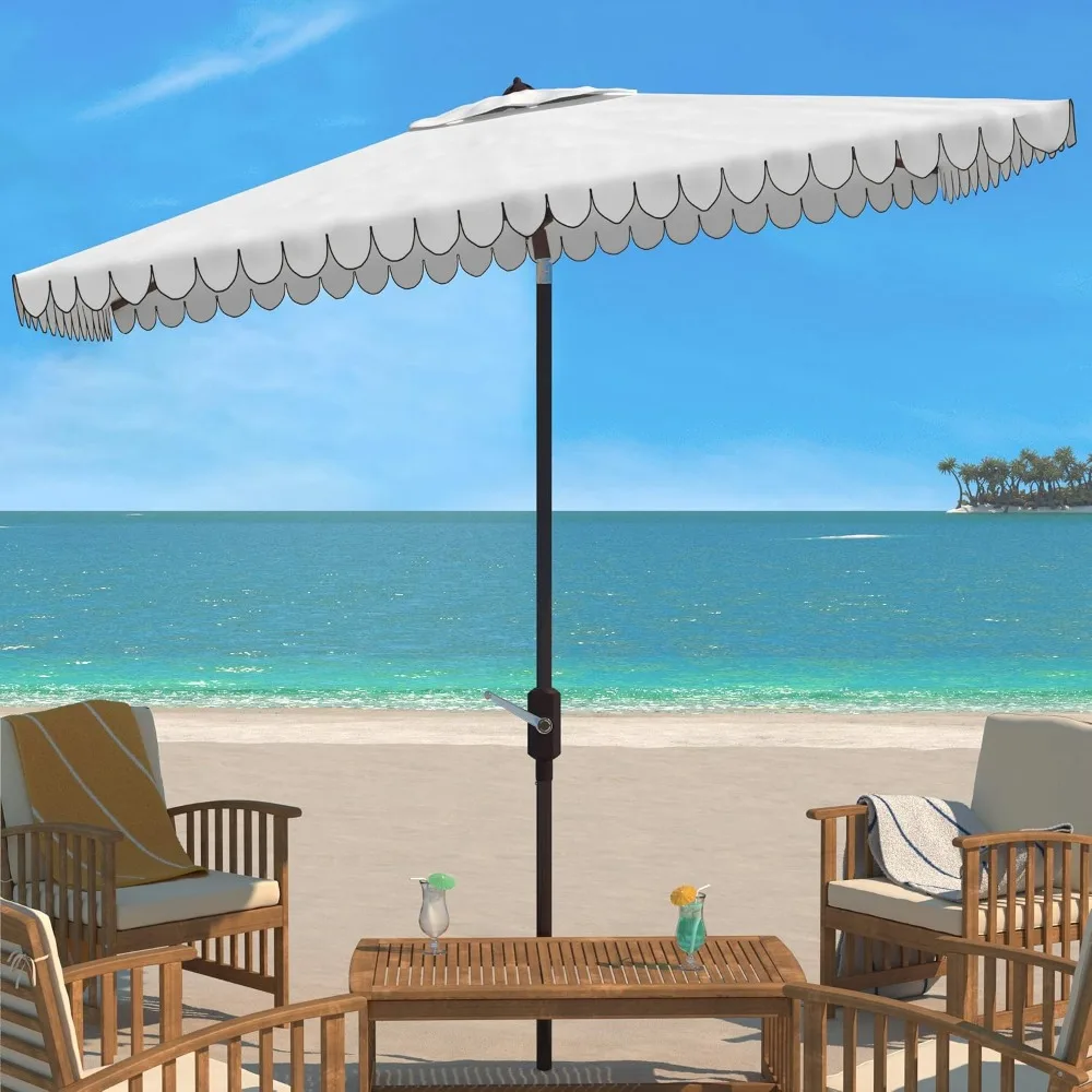 

Outdoor Venice White and Black 6'6" x 10' Rectangle Crank UV Protected Umbrella