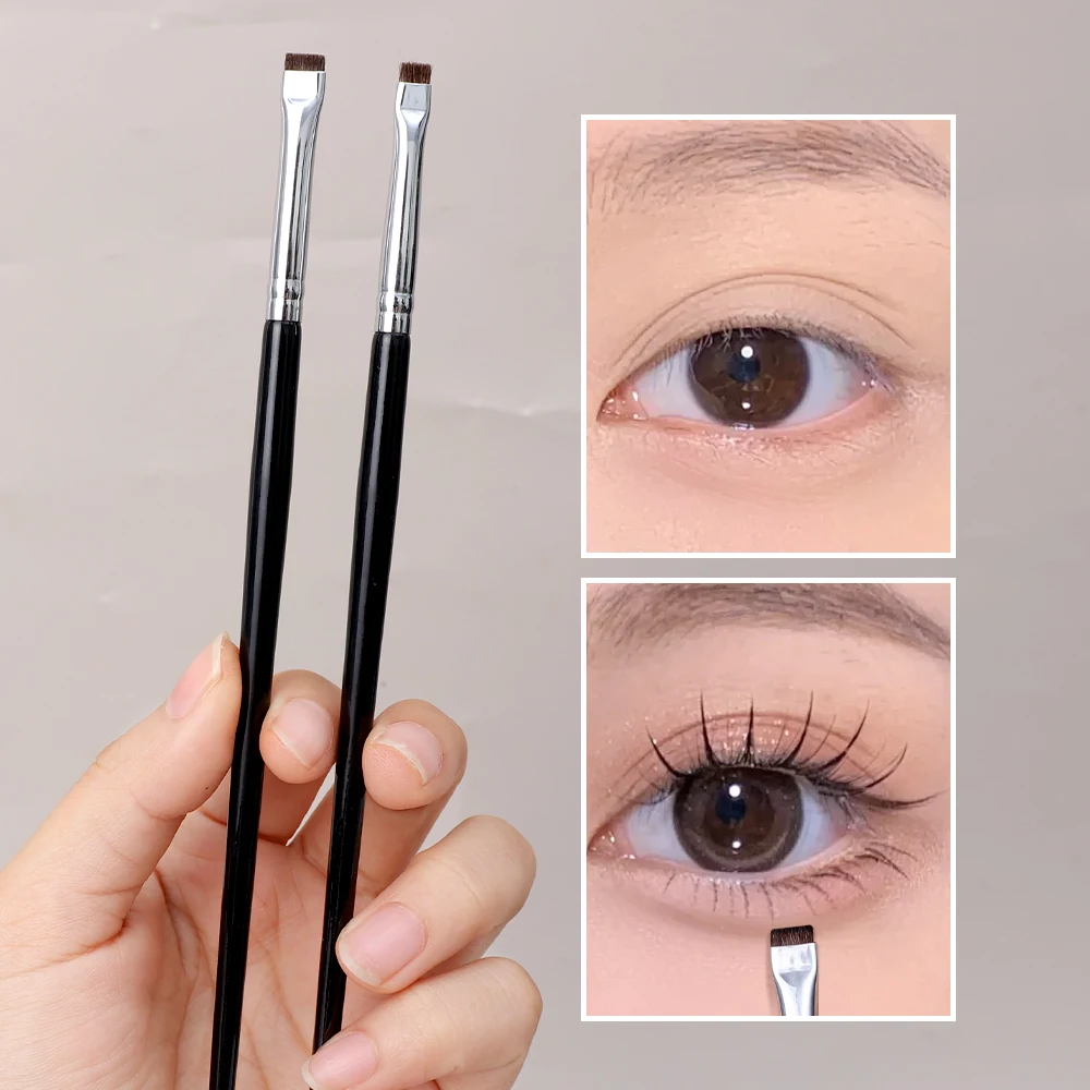 Brocha ultrafina de ángulo fino para ojos, pincel plano para cejas, sombra de ojos, herramienta de belleza multifuncional, suave para mujer