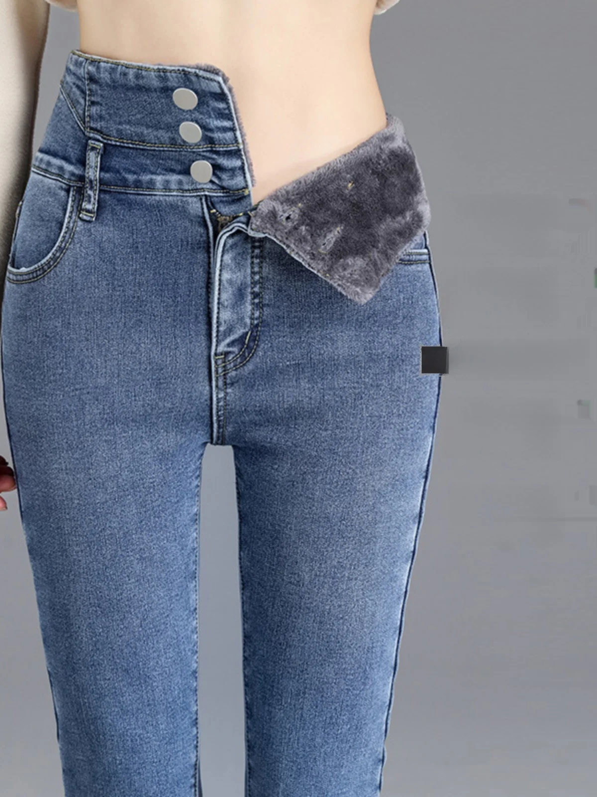 

High Waist Stretch Pants Fce Lined Slim Fit Elastic Long Trousers Women's Casual Winter Thiened Deep Color Long Pants