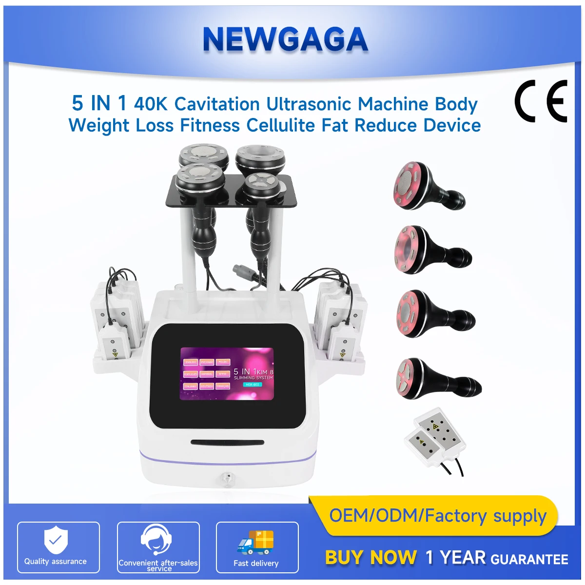 

NEWGAGA Vacuum 5 in 1 40K RF Ultrasonic Cavitation Body Shaping Massage Fat Burner Machine Lipo Laser Skin Care Beauty Machine