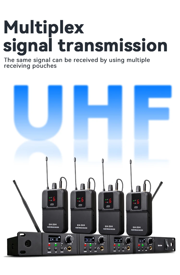 Paulkitson EM-D04 Drahtloses In-Ear-Monitoring-System Drahtloses Bühnen-Return-IEM UHF 4-Kanal 600-937MHz 4 Empfänger für Live-Bühnen – Detail 7