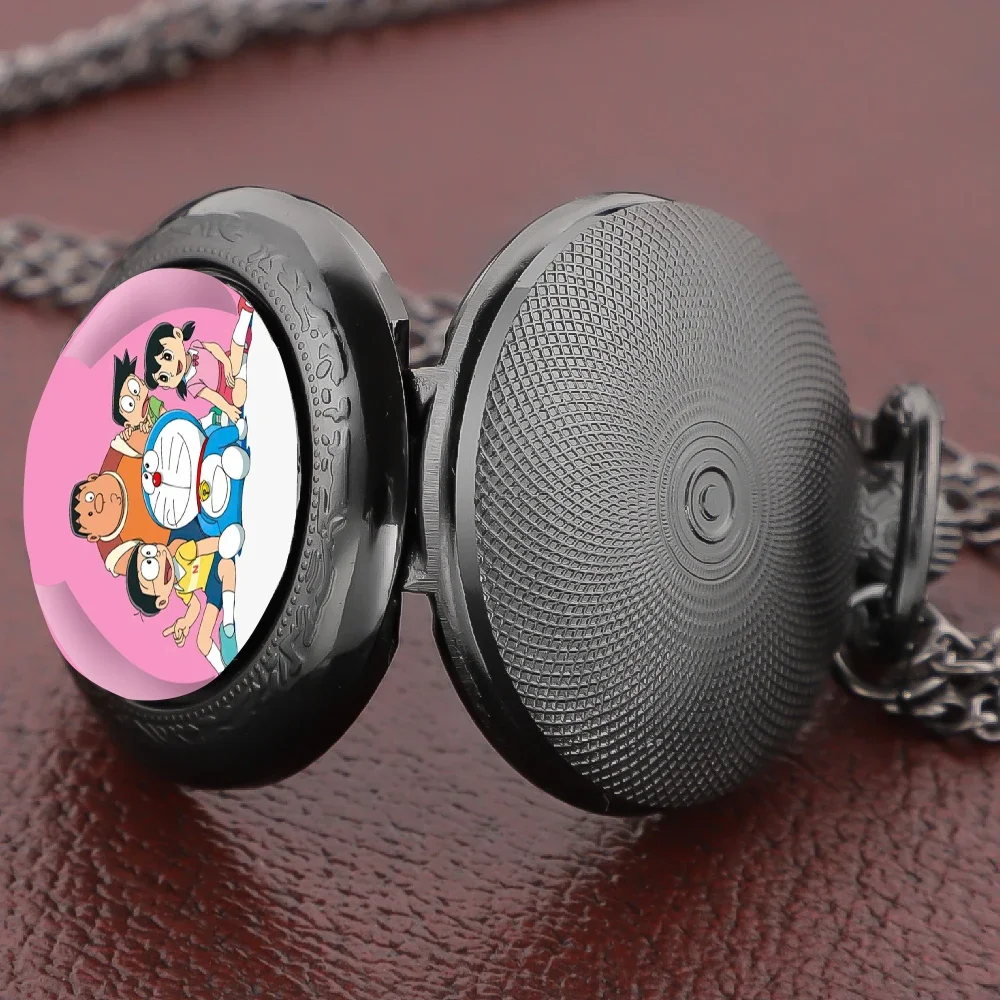 قلادة ساعة جيب على شكل قبة زجاجية عتيقة من الرسوم المتحركة - ساعة قلادة على شكل سلسلة، هدية مثالية للأطفال والرجال والنساء