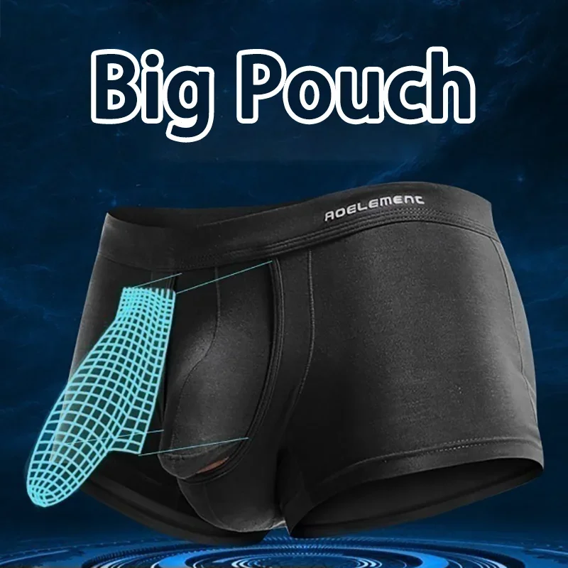 Man Bulge Pouch Elephant Nose Boxers Big Pouch U-Convex Underwears Modal Divided Pocket Lingerie Summer Elastic Waist Underpants