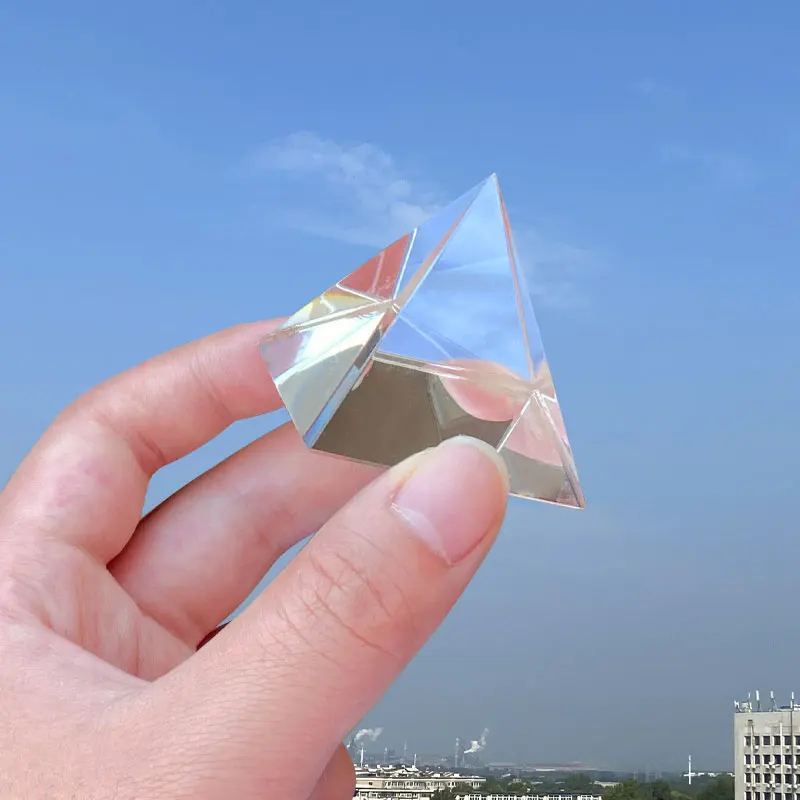 Prism Optical Glass Crystal Pyramid 40mm Side Length Rectangular Pyramid Polyhedral Popularization of Science Studying