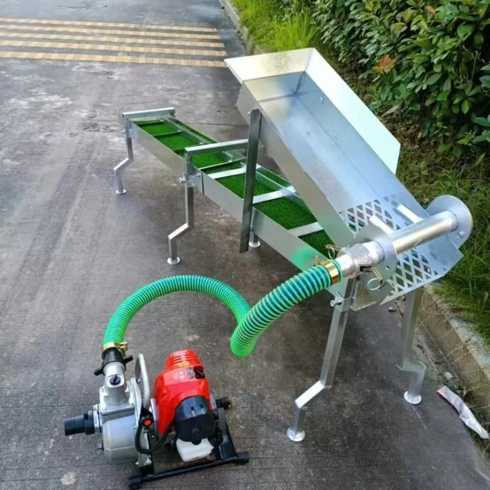 Portable Alluvial Gold Sluice Box Automatic Powered Gold Panning Chute Efficient Gold Recovery Durable Lightweight Prospecting
