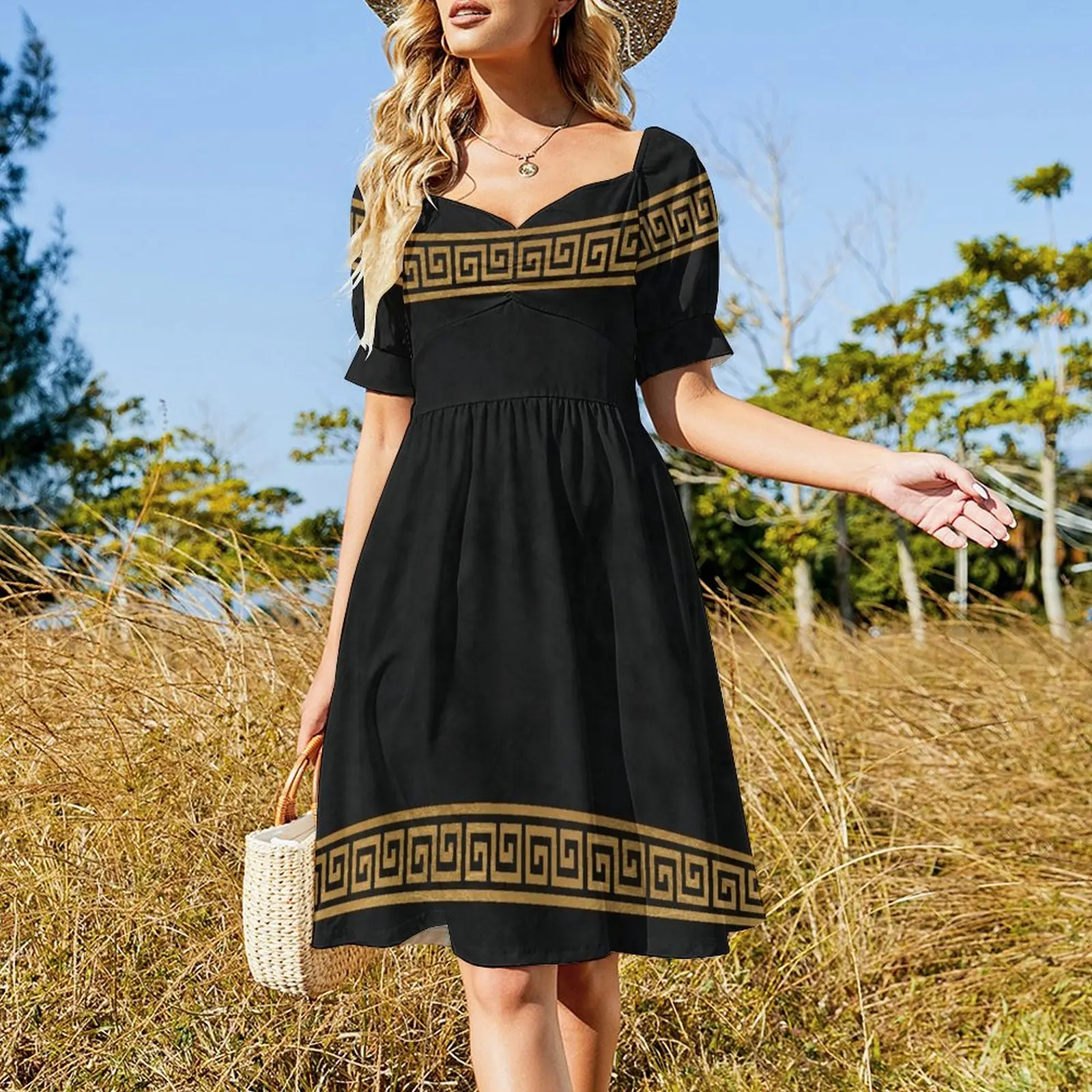 Great Greek Pattern Short Sleeved Dress Dresses for wedding party Party dresses for women women's clothing trend 2025 Dress