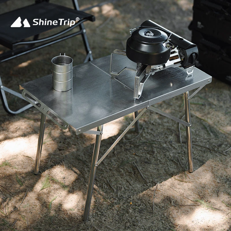 

Outdoor Stainless Steel Camping Folding Table Portable Picnic Leisure Table Outdoor Camping BBQ Heat Resistant Small Steel Table