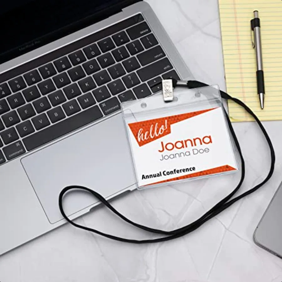 330 pcs Make 110 Name Tag Holders with Lanyards and White Insert Cards Quick Load No Zipper Badge Protector ID Holder Heavy Dut