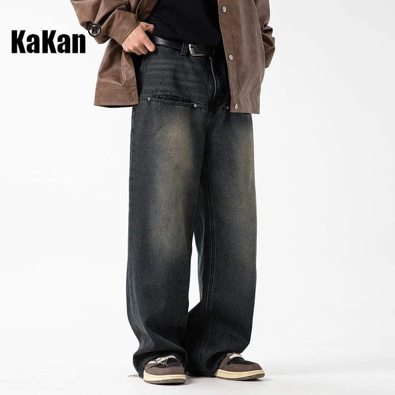 كاكان-بنطلون جينز بقصة مستقيمة للرجال ، بنطلون طويل بجيوب أمامية ، تصميم اوربي وأطري ، تصميم جديد ، من Kakan