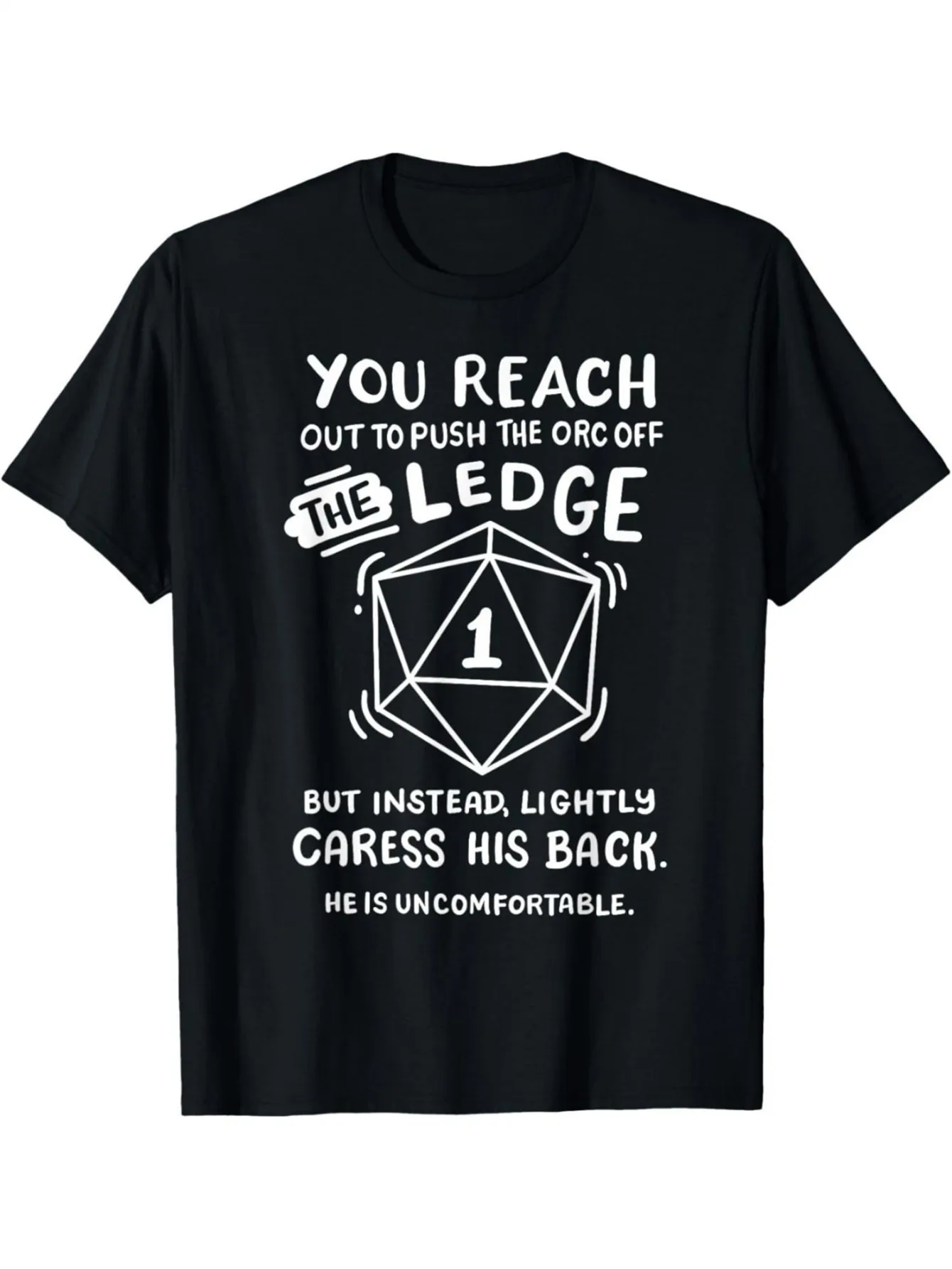 

Mens 100% Cotton RPG Gamer T-Shirt with Funny Orc Ledge Quote u2013 Crew Neck Casual Tee Regular Fit for Parties