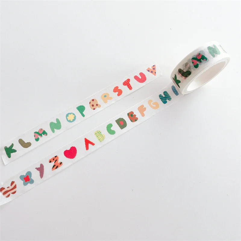 Ins Color Letters Washi Tape, Simples Bonito Adesivo De Vedação, Papelaria Fita Decorativa Criativa, Material DIY Scrapbook, 5m