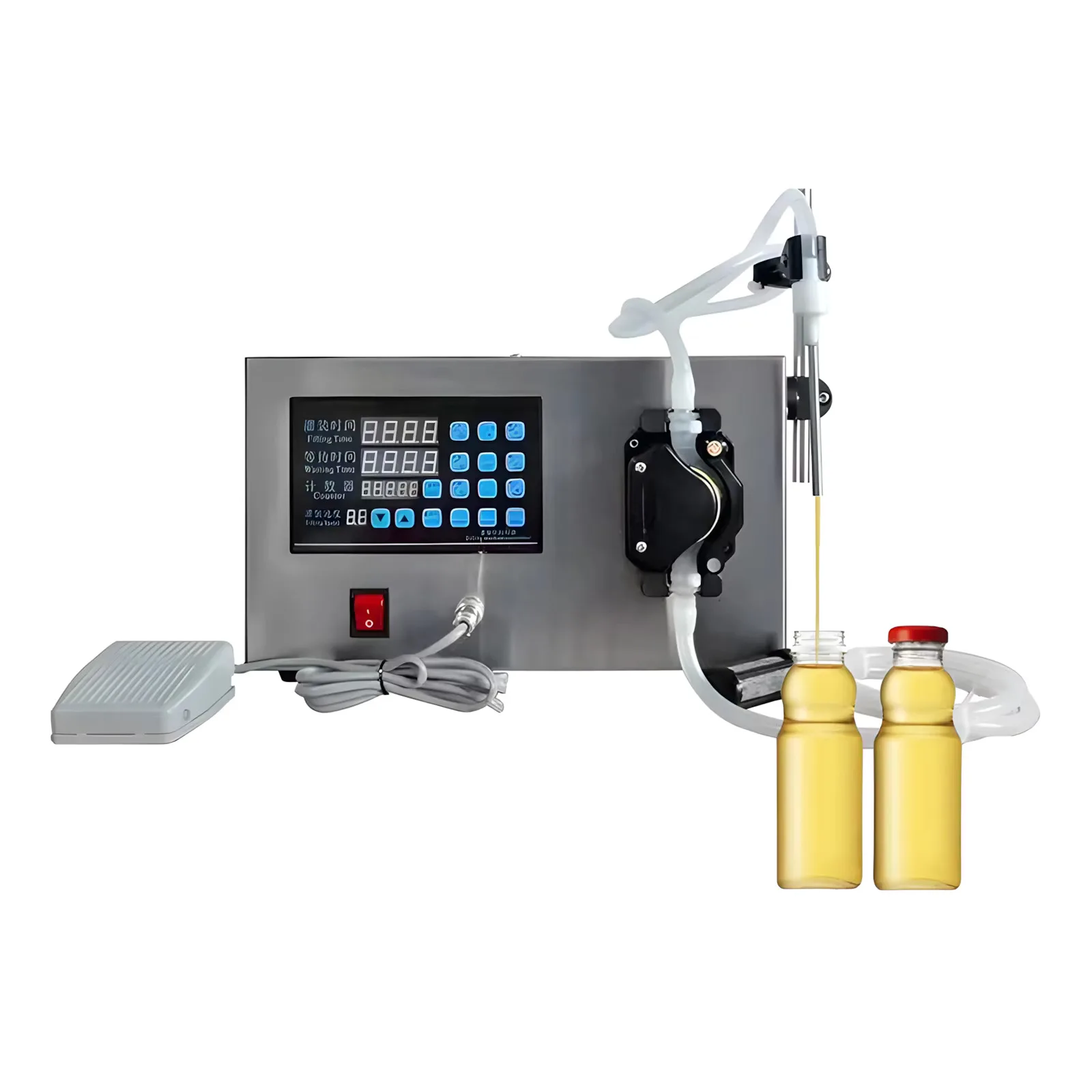 Single Head Pedal Control Peristaltic Pump Drive Desktop Soap Liquid Bottle Filling Machine Filler for Cosmetics 220V