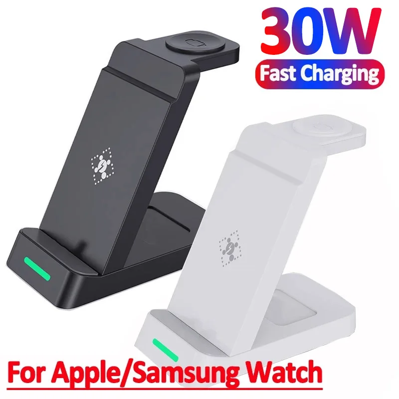 30W 3 in 1 Wireless Charger Stand For IPhone 14 13 12 11 X Apple Samsung Watch Airpods Pro IWatch  Fast Charging Dock Station