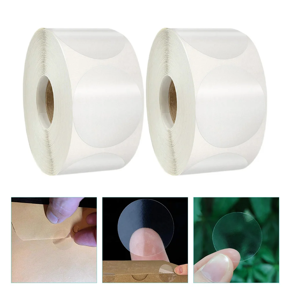 2 Rolls Round Transparent Sticker Envelope Label Clear Labels Mail Wafer Seal Circle Stickers Package Sealer