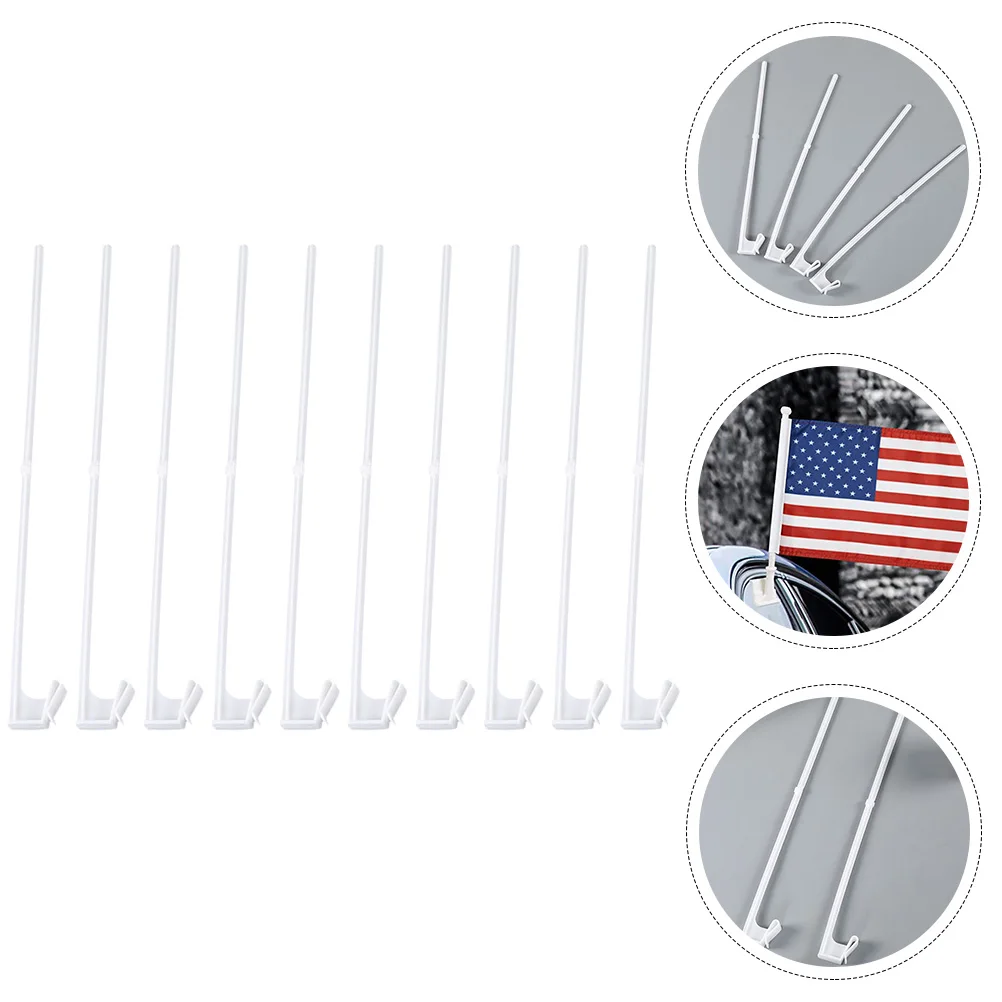 10Pcs Weatherproof Car Flagpole Rugged Plastic Clip Style Flag Rod for Vehicle Supplies Outdoor Celebration Use