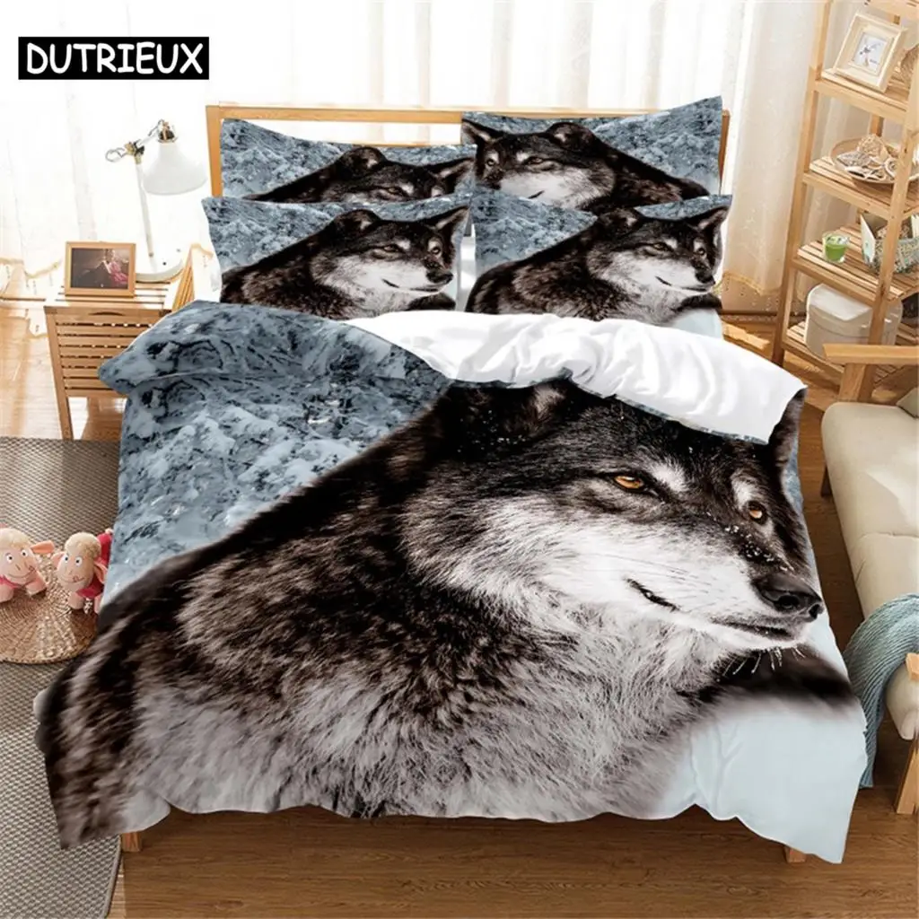 

3D Wolf Bedding Set Queen Bedding Duvet Cover Set Bedding Set Bed Cover Cotton Queen Bedroom Bed Cover Set Bed Set Bedding