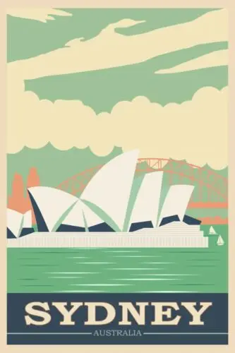 Sydney Harbour & Bridge Australia Travel Advert Vintage Retro Style Metal Sign