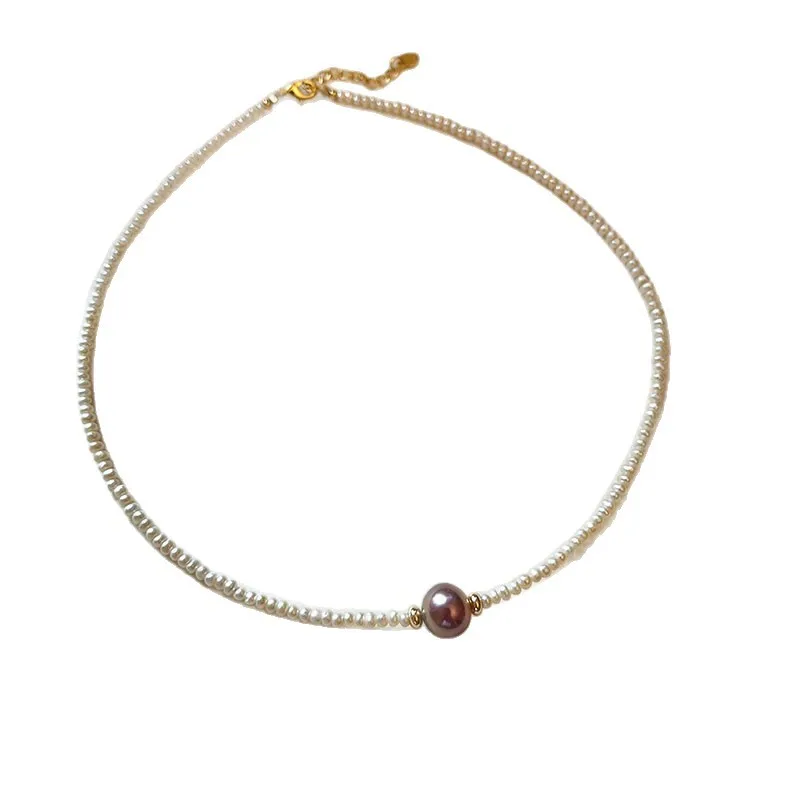 Minar Classic Natural Freshwater Pearl Irregular Purple Pearls Beads Beaded Necklaces for Women Real Gold Plated Chain Chokers