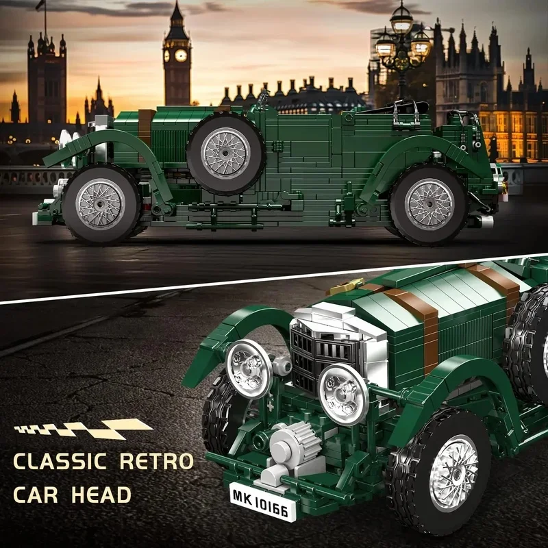 Mould King 10166 1147PCS Green Retro Vintage Car Building Blocks Classic Blower Vintage Car Model Assembly Bricks Toy Kids Gift