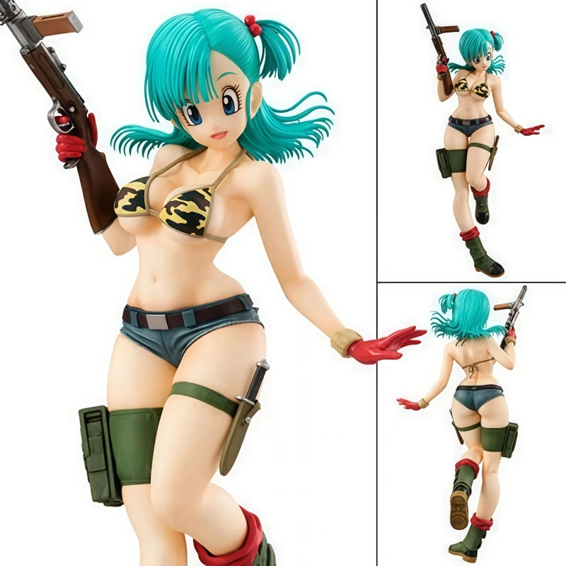 Figura de Bulma del anime Dragon Ball Z, muñeca de camuflaje, juguete lindo de colección, adornos Kawaii, decoración, regalo navideño