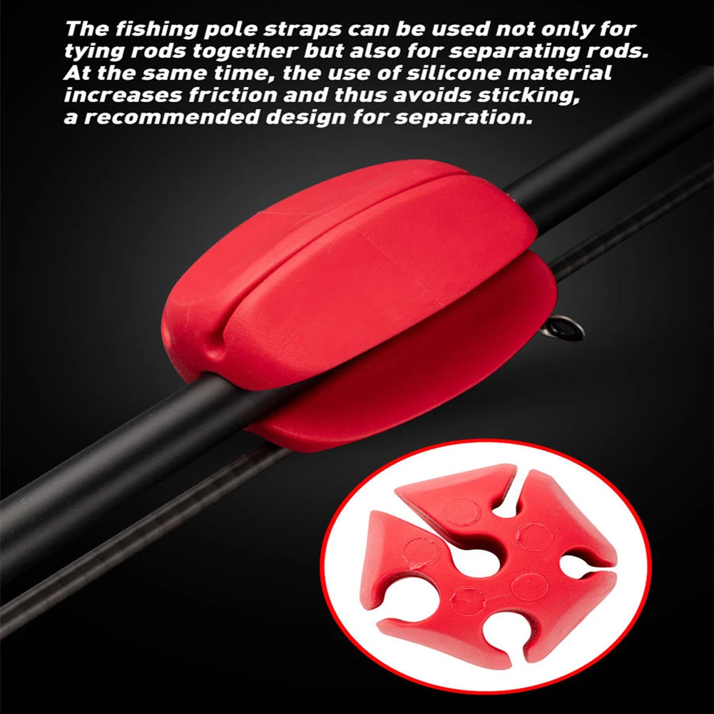 1pc Fishing Rod Holder Straps Multi Functional Silicone Fixed Bundle Balls Fishing Pole Protective Accessories