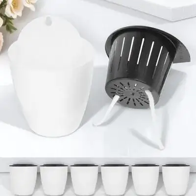 

7pcs Wall Hanging Flower Pot Plastic Lightweight Anti Drip Planter Basket for Indoor Outdoor Plants Self Watering Planters