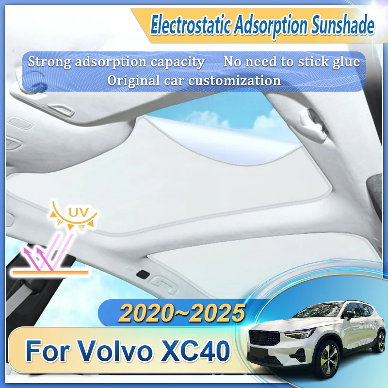 

Автомобильный изоляционный люк на крыше, солнцезащитный козырек, подходит для Volvo XC40 2020 ~ 2025, электростатическая адсорбция, жалюзи, теплозащитный экран, автоаксессуар