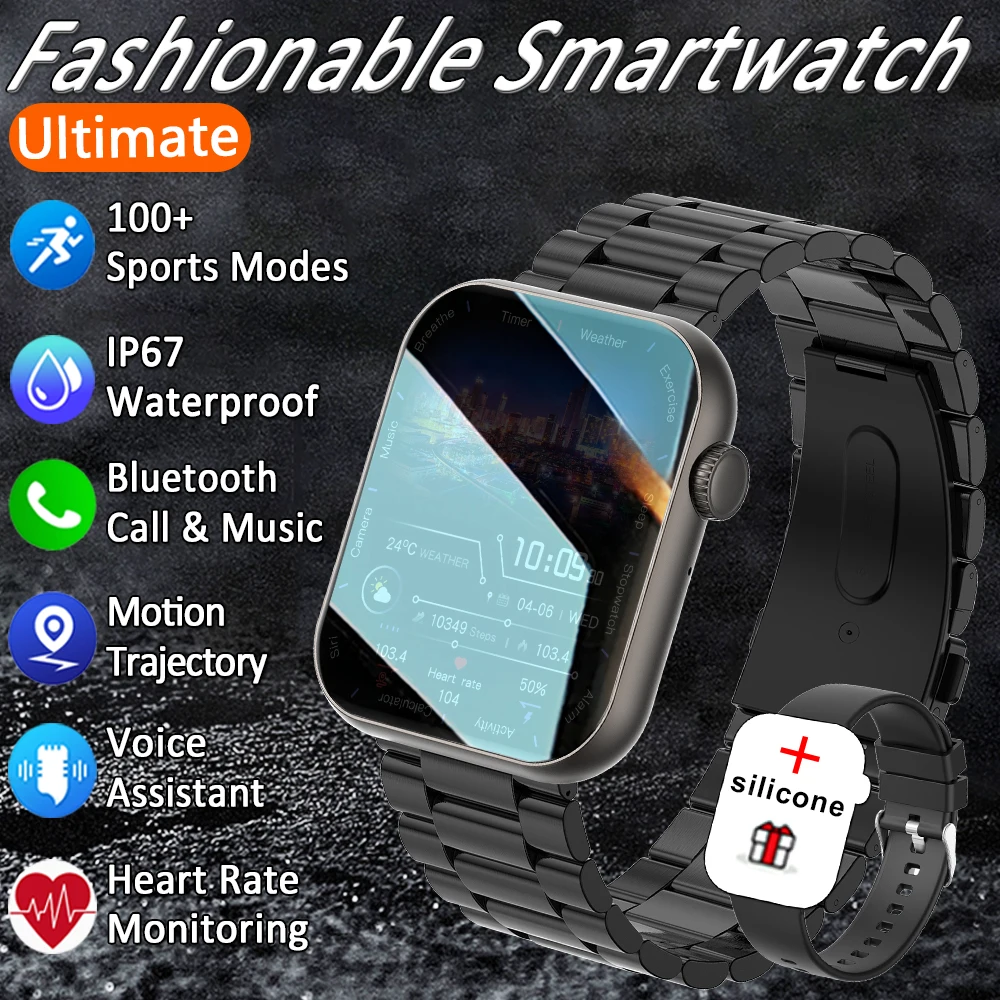 

Модные умные часы для унисекс, полный сенсорный экран, Bluetooth-вызов, IP67, водонепроницаемые спортивные фитнес-трекеры, умные часы для Android IOS