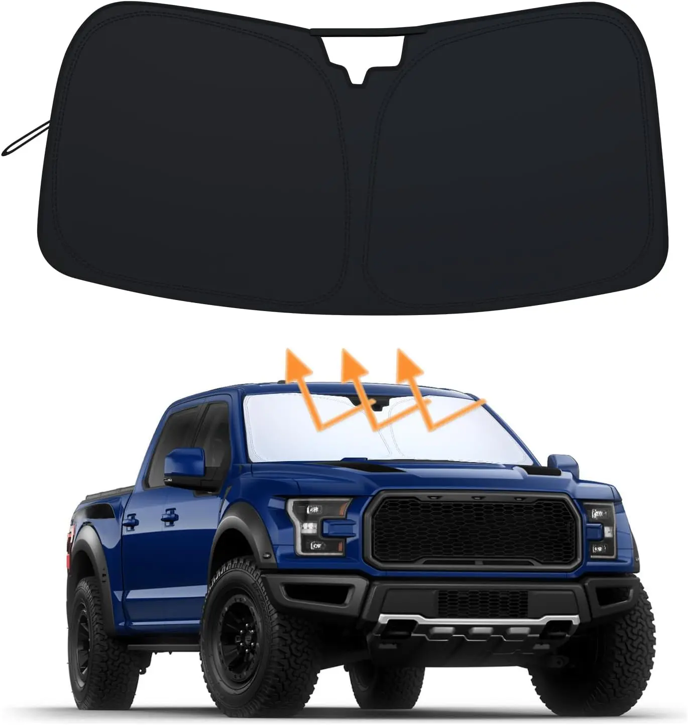 

Universal Windshield Sunshade for Trucks | Premium Reflective UV & Heat Blocker, Foldable with Storage Pouch
