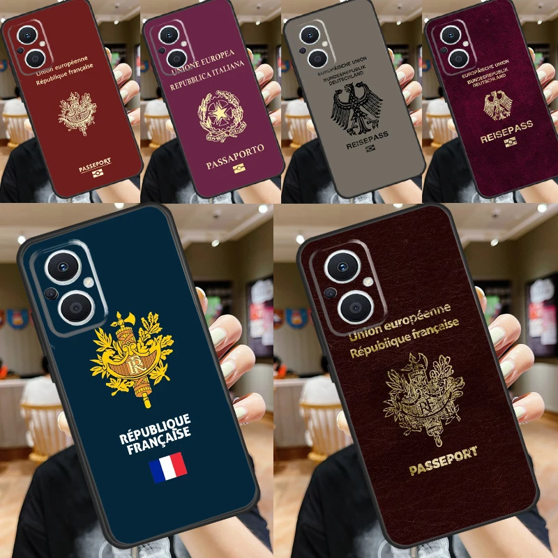 German Italian French Passport Case For OPPO Reno 7 8 6 5 4 Lite 8T 4Z 5Z 11 F 10 Pro OPPO Find X6 X5 Pro X2 X3 Neo Cover