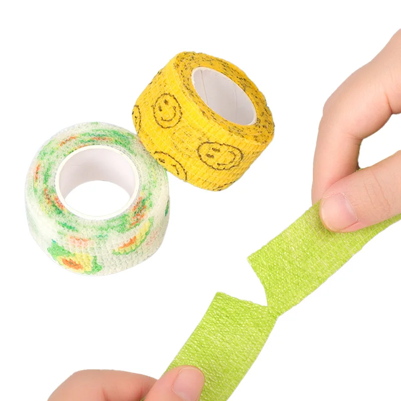 Finger Protection Bandage Writing Printed Medical Self-adhesive Bandage Sports Tape Non-woven Elastic Pet Tattoo 4.6m Bandage