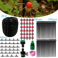 Garden Lawn Patio Irrigation DIY Adjustable Drip Irrigation system 25M 30 Pcs Drippers 29 Pcs Tees 1kit