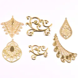 5pcs Gold Hollowed out design Filigree Wraps Pendant Metal Crafts for Headwear and jewelry accessories YKL0908